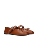 Miu Miu Ballerine Women Leather Brown/Cognac