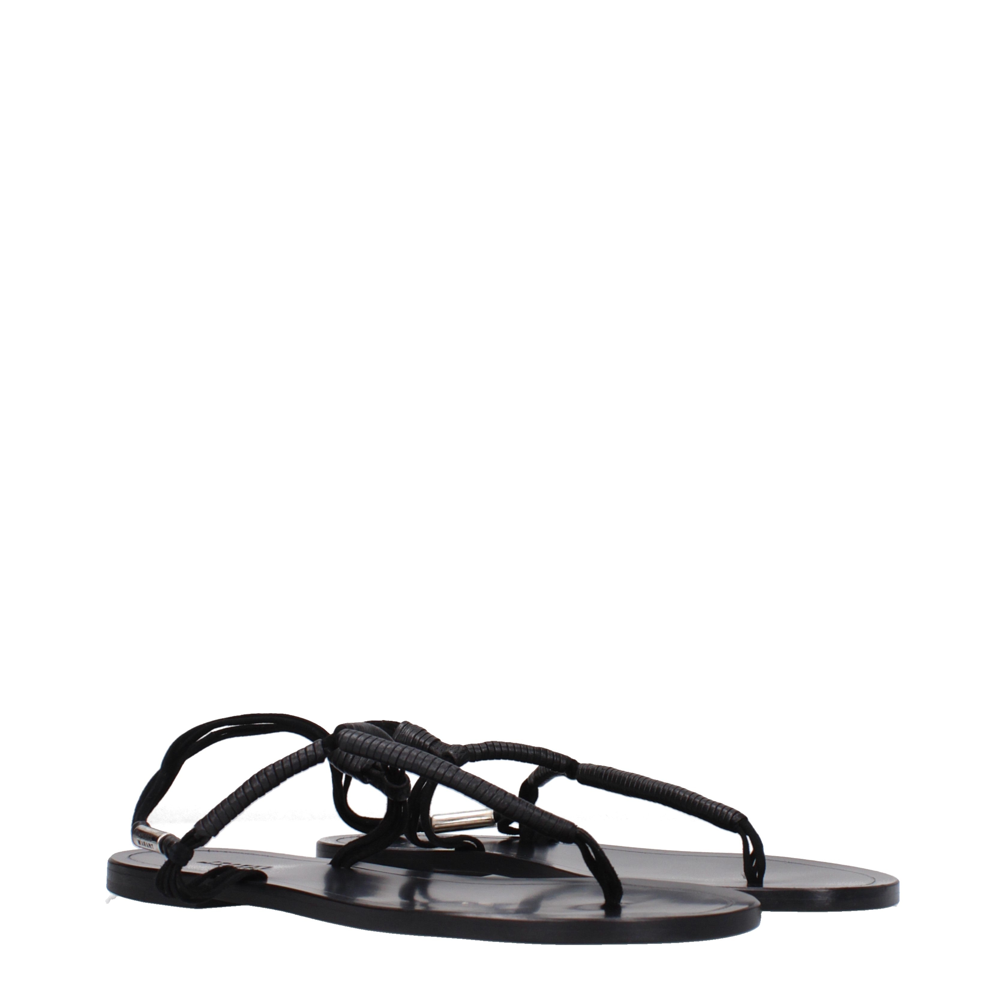 Isabel Marant Women's Leather Flip Flops Black