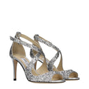 Jimmy Choo Emily Donna Sandals Glitter Silver