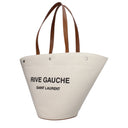 Saint Laurent Rive Gauche Women's Shoulder Bag Fabric Beige/Brick