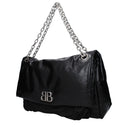 Balenciaga Monaco Chain Shoulder Bags Women Leather Black