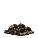 Dolce&Gabbana Women's Slippers And Clogs Velvet Beige/Leopard Print