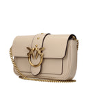 Pinko Love Women's Crossbody Bags Beige Leather