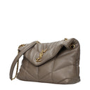 Saint Laurent Puffer Shoulder Bag Women Leather Grey/Mole