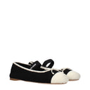 Miu Miu Women's Ballerina Shoes Fabric Black/Ivory