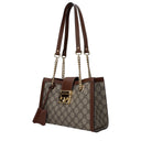 Gucci Women's Padlock Shoulder Bags Beige/Brown Fabric