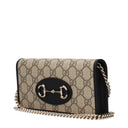 Gucci Horsebit 1955 Women's Pochette Fabric Beige/Brown