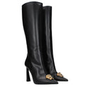 Versace Damens Schwarze Lederstiefel