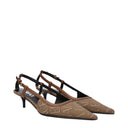 Versace Women's Sandals Fabric Beige/Brown
