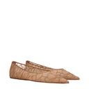 Amina Muaddi Barbara Fabric Ballerina Shoes Women Beige