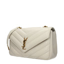 Saint Laurent Women's Loulou Shoulder Bag White/Cream Leather