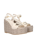 Valentino Garavani Women's Wedge Sandals Beige/Ivory Leather