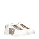 Dolce&Gabbana Portofino Light Women's Sneakers White/Taupe Leather