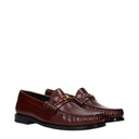 Céline Triomphe Hommes Mocassins Cuir Rouge/Bourgogne