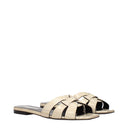 Saint Laurent Tribute Women's Slides And Clogs Beige/Ivory Leather