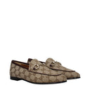 Gucci Damess Mocassins Stof Beige/Ebbenhout