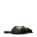 Dolce&Gabbana Women's Rafia Black Sandals And Clogs