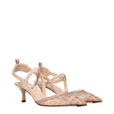 Sandały Fendi Kitten Heels Damskie Siateczka Różowe/Migdałowe