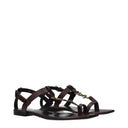 Saint Laurent Cassandra Flip Flops Women's Leather Brown/Moro Head