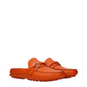 Salvatore Ferragamo Grand Donna Orange Leather Slides And Clogs
