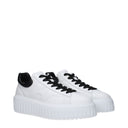 Hogan Zapatillas H Stripes Mujers Cuero Blanco/Negro