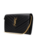 Saint Laurent Cassandre Pouch Women Black Leather