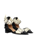 Ganni Damens Sandalen Eco Lack Schwarz/Heron