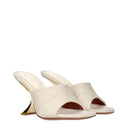 Amina Muaddi Taylor Fabric Sandals Beige