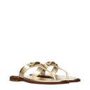 Michael Kors Carson Leather Flip Flops For Women Gold/Pale Gold