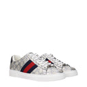 Gucci Sneakers Ace Herens Stof Zilver/Blauw
