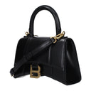 Balenciaga Femmes Sac à Main Hourglass en Cuir Noir