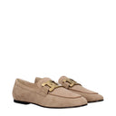 Tod's Women's Suede Moccasins Beige/Cappuccino