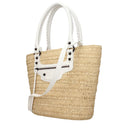 Balenciaga Women's Le City Raffia Shoulder Bag Beige/White