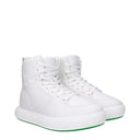 Bottega Veneta Men's Tennis Sneakers White/Parakeet Leather