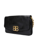 Balenciaga Women's Flap Shoulder Bag Black Leather