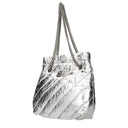 Balenciaga Women's Silver Leather Crush Shoulder Bag