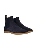 Eleventy Men's Blue Suede Ankle Boots