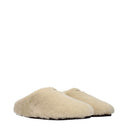 Prada Damens Pantoletten und Clogs Fell Beige/Travertin