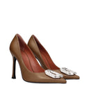 Amina Muaddi Décolleté Camelia Women's Leather Brown/Mocha