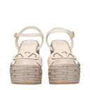 Valentino Garavani Women's Wedge Sandals Beige/Ivory Leather