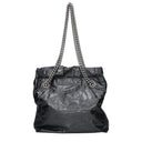 Balenciaga Crush Shoulder Bag Women Leather Gray/Steel