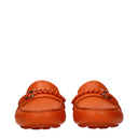 Salvatore Ferragamo Grand Donna Orange Leather Slides And Clogs