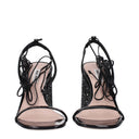 Miu Miu Damens Sandalen aus Lackleder in Schwarz/Schiefer