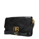 Balenciaga Women's Flap Shoulder Bag Black Leather