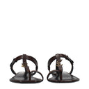 Saint Laurent Cassandra Flip Flops Women's Leather Brown/Moro Head