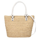 Balenciaga Women's Le City Raffia Shoulder Bag Beige/White