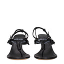Off White Women's Leather Flip Flops Black