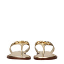 Michael Kors Carson Leather Flip Flops For Women Gold/Pale Gold