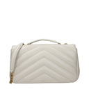 Saint Laurent Women's Loulou Shoulder Bag White/Cream Leather