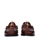 Céline Triomphe Hommes Mocassins Cuir Rouge/Bourgogne